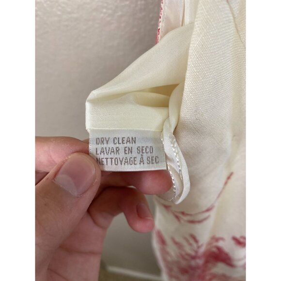 Jones New York Womens Red & White Floral Midi Dress Linen 12 Sleeveless V-Neck - Picture 4 of 7